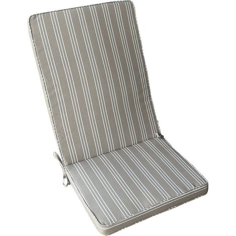 Cuscino imbottito da esterno 40x90 cm con schienale per sedie idrorepellente e sfoderabile - Tortora a righe (1/5)