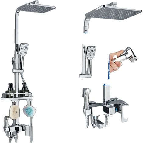 Duscharmatur, Regen- und Handbrause, robuste Messingkonstruktion, Chrom G (1/2)