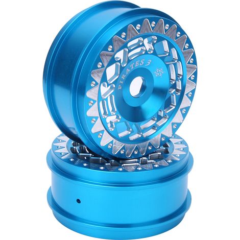 2 Stück Aluminiumfelgen für RC-Cars mit dreieckiger Zierleiste, kompatibel mit 1/8-Scale-Drift-Cars, blau (1/5)