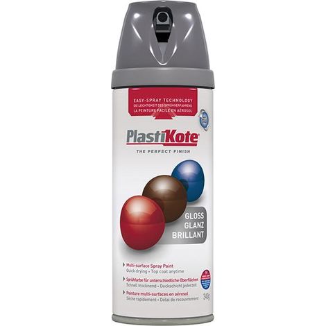 PlastiKote Twist & Spray Gloss Medium Grey Aerosol Paint – 400ml
