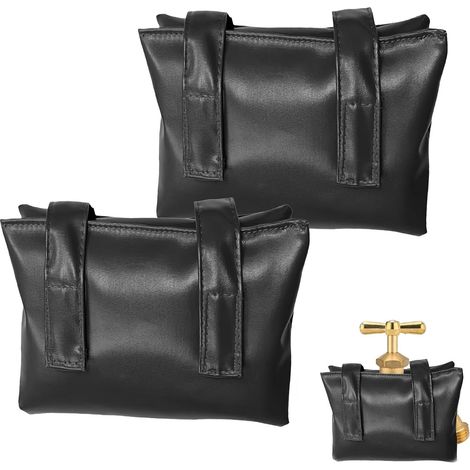 2 Pièces Couvercle Antigel pour Robinet Extérieur Noir Cuir,Housse de Protection Imperméable pour Robinet,Housse Isolante Extérieure Jardin Protection Contre Le Gel en Hiver Sac Vent Résistant (1/5)