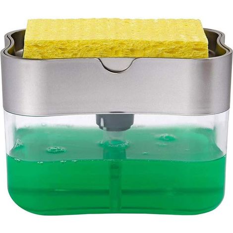 Distributeur De Savon - 385 Ml - Avec Porte-Eponge Intégré - Pour Cuisine - 1 Pièce (1/5)