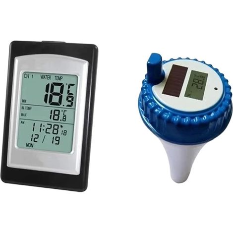 Thermomètre à Eau Thermomètre De Piscine Sans Fil À Énergie Solaire, Spa De Nage, Bassin, Baignoire, Étanche, Numérique, LCD, Rétroéclairé, Transmetteur De Température Flottant (1/5)