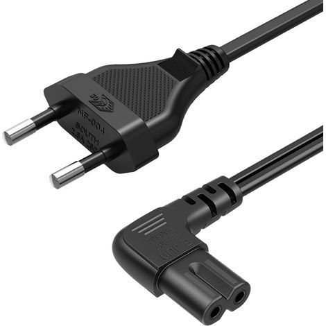 1 Câble d'alimentation, Coudé 90°, Connecteur C7, 2 broches, 18AWG, Pour TV LG Samsung TCL (1/5)