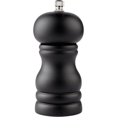 Moulin à Poivre Manuel en Bois Noir 10cm avec Réglage de la Grosseur (1/3)