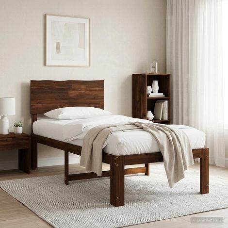 vidaXL Single Bed Frame with Headboard ROSTOCK Dark Brown 100 x 200 cm (1/5)