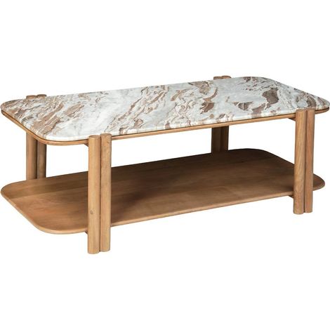 Table basse en bois de manguier et en marbre Amély (1/5)