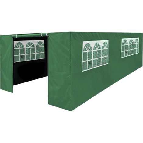 Dellonda DG156 Premium Side Walls/Doors/Windows for Gazebo/Marquee, Fits 3 x 6m Models - Dark Green (1/3)