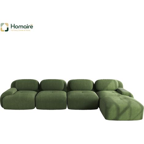 Canapé modulable en velours côtelé vert avec accoudoirs 388 x 178 x 75 cm HOMAIRE (1/4)