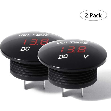 MINKUROW DC 12V 24V Wasserdichte LED-Digitalanzeige Voltmeter Rundes Panel Voltmeter Gauge Tester Für Auto Motorrad 2 Stück Rot (1/5)