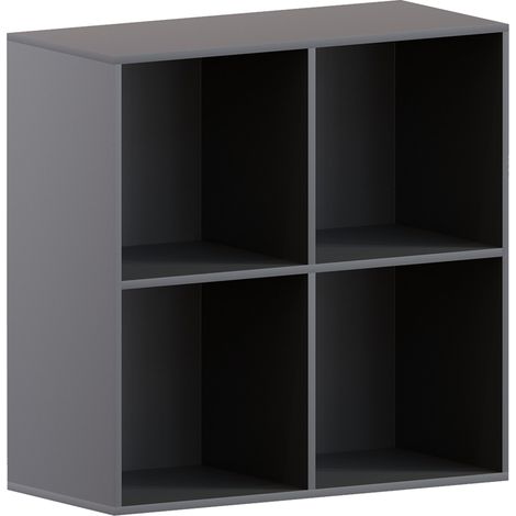 Durham 4 Cube Bookcase Shelf Wooden Display Storage Rack Free Standing Shelf Unit, Black-0-Baskets (1/5)