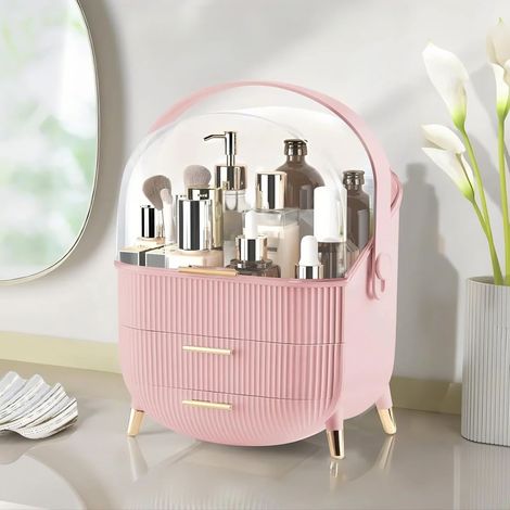 GBLY Elegante PortaTrucchi da Toilette Rosa – Anti-polvere & anti-acqua, a cassetti, grande capacità, per comodino/bagno/soggiorno (Regalo di Natale)