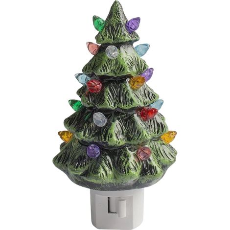 Veilleuse de Noël à brancher,Éclairage d'Ambiance Rétro,Décoration Murale De Sapin De Noël Avec Lumière À Brancher - Pour Salon Chambre d'Armoire Bureau Table de Chevet Plan de Travail Couloir (1/5)