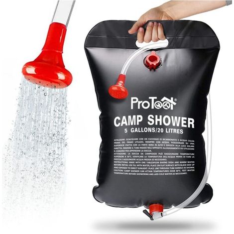 Bardusch - Sac de Douche Solaire de Camping 20L litres, Chauffage Solaire, Sac d'eau randonnée activité extérieure, douchette Portable avec Tube Amovible, pommeau Tuyau, randonnée, activités de Plein  (1/5)