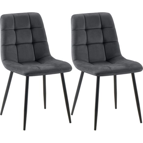 Lot de 2 chaises de salle à manger Tilde Gris foncé Velours (1/5)