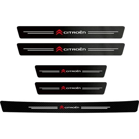 (5 pièces pour portières et coffre) Protections universelles de seuil de portière en fibre de carbone 3D, compatibles avec Citroën C4, C3, C2, C1, C5, Berlingo, Xsara, Grand Picasso et RS (appui-tête) (1/4)