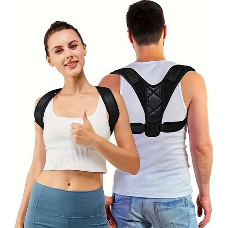 Corrector de postura espalda unisex ajustable Negro