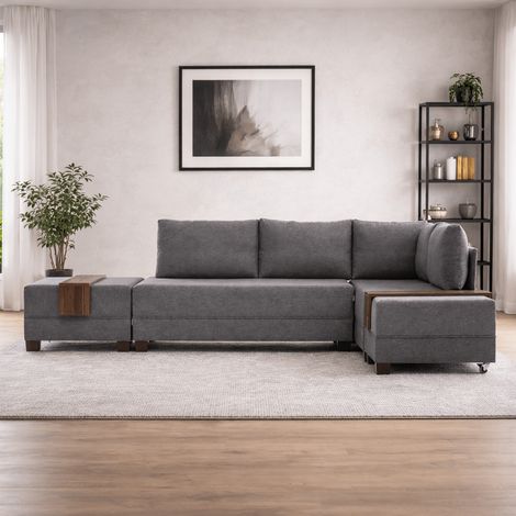 Schlafsofa taupefarbener Stoff – XXL 280 x 210 – rechts – Fly (1/5)