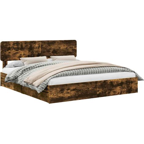 Letto con Contenitore con testiera Rovere fumé 180 x 200 cm vidaXL