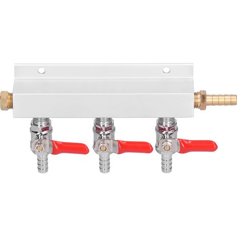 Collecteur de distribution de gaz CO2 à 3 voies avec clapets anti-retour intégrés 5/16 pouce pour bière
