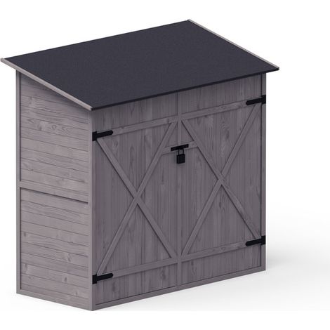Abri de jardin en bois épicéa 149x78x164 cm – Cabine de rangement avec étagères réglables – Toit étanche et traitement autoclave (1/5)
