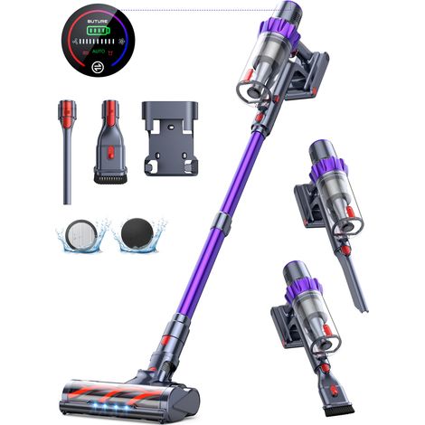 BuTure Aspirapolvere Senza Fili, 48KPa/550W Aspirapolvere Senza Fili con Autonomia di 65 Minuti e Batteria Rimovibile, Capacità 1,5 L, Controllo Touch Screen, Ideale per Moquette/Pavimenti Duri (1/5)