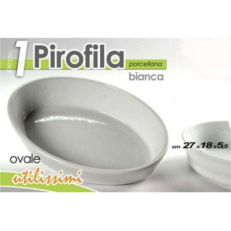Pirofila Ovale Bianca Teglia Forno Lasagnera 27x18,5x5,5cm In Porcellana 646744 - (1/2)