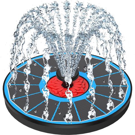 Fontaine Solaire Verre Matériel, 2026 Upgrade 3.5W Flottant Extérieur Fontaine Pompe Bassin avec 8 Buses & 4 Tiges Fixes pour Bain d'oiseaux, Étang, Piscine, Jardin Fontaine,Décoration de Jardin