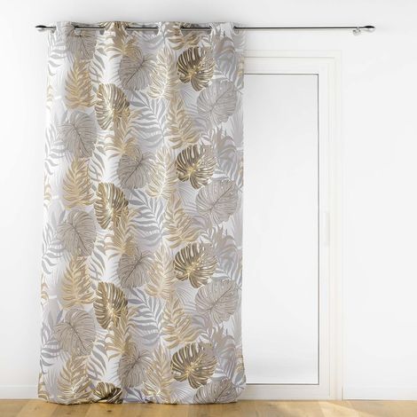 Rideau à Oeillets (140 x 260 cm) Mogador Naturel, Polyester Imprimé Métallisé (1/5)