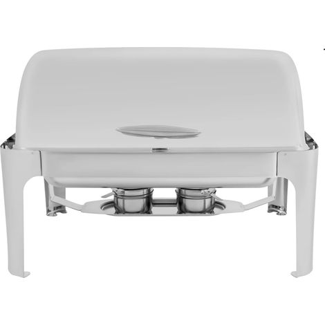 Calentador de alimentos, acero inoxidable, servidor de buffet de doble cara, plateado (1/2)