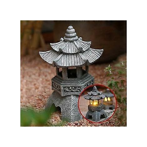 Solar Pagode Laterne Statue Gartendekoration Rasendekoration Leuchtende Vintage Pagode