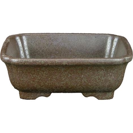 Vaso per bonsai rettangolare in gres argentato 13,5x10,5x4 cm - ZL293