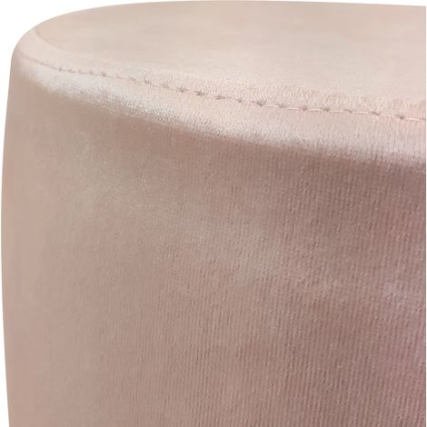 Poggiapiedi Rosa, Poggiapiedi circolare alto 27 cm - Pouf in Pelle Scamosciata Impermeabile, Piedi in Legno