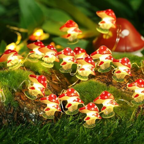 Guirlande Lumineuse de Champignons, 2M 20LED Guirlande Lumineuse Intérieur Exterieur, Decoration Noel pour Chambre à Coucher, Sapin de Noel, Mariage, Jardin, Fête (1/5)