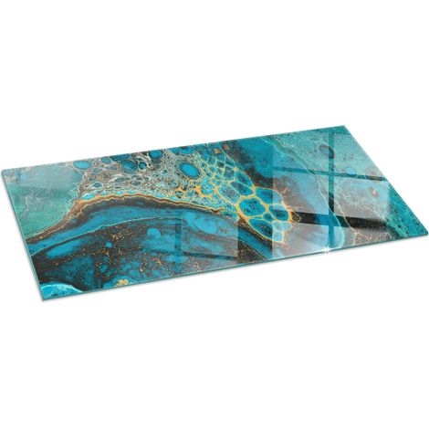 Plaque de protection en verre trempé pour cheminée protection contre les étincelles Motif organique abstrait 125x50 cm (1/5)