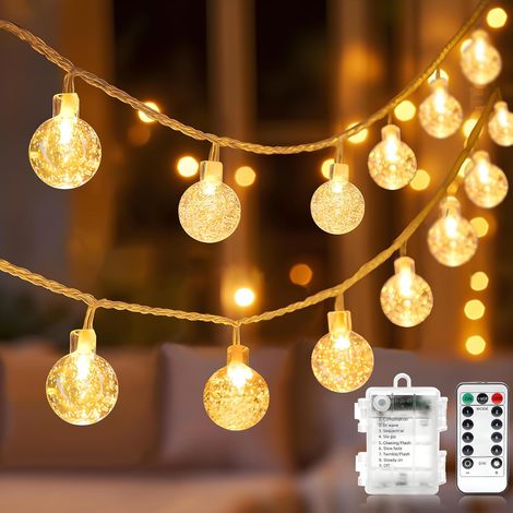 Guirlande Lumineuse Boule Cristal 6M 40LED Blanc Chaud, Télécommande 8 Modes, Décoration Jardin Chambre (1/5)