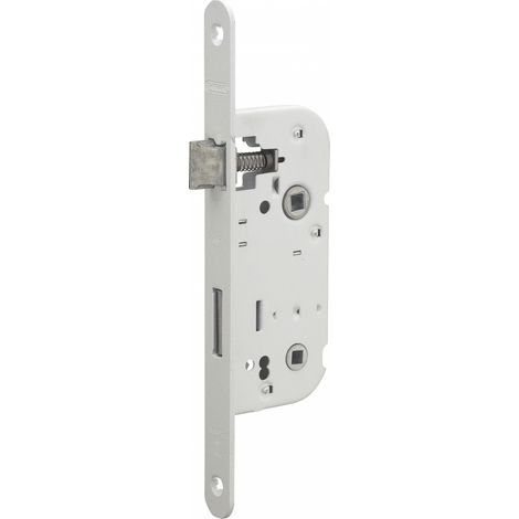 THIRARD - Serrure encastrable NF à condamnation pour salle de bain et toilette, axe 40mm, bouts ronds, blanc - THIRARD