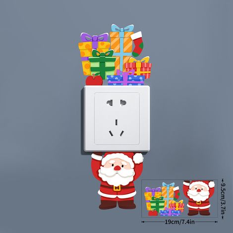 Décoration murale autocollante pour chambre avec Père Noël, sapin de Noël et rennes - Coffret cadeau de Noël JT5208