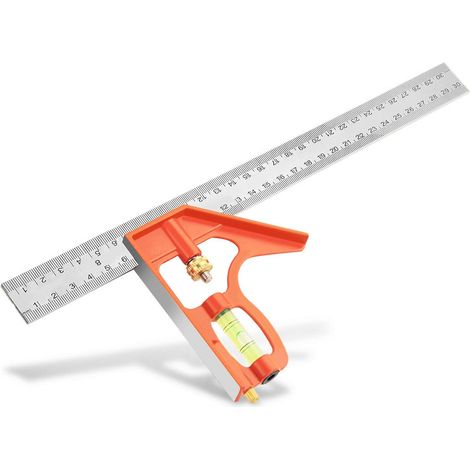 Équerre Combinée 300 mm,Règle d'angle de Combinaison,Combinaison Carrée Outils de Mesure,Acier Inoxydable Règle d'angle de Combinaison,Précise et Pratique en Métal (1/5)