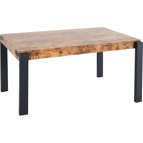 [NON UTILIZZATO] Tavolo sala da pranzo cucina HHG-698 76x140x80cm ferro verniciato MDF effetto legno