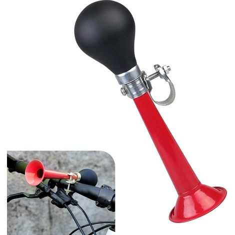 Klaxon de vélo rétro – Rouge – Métal – Fixation universelle – Sonnette à presser (1/5)