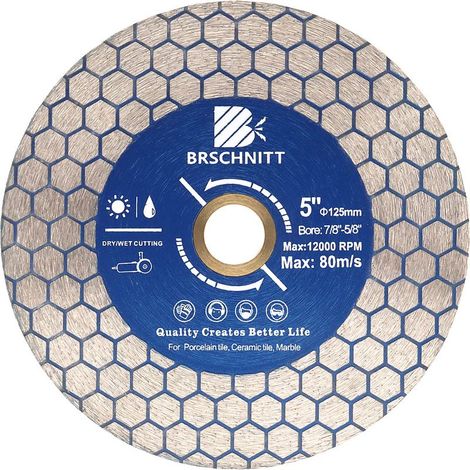 Diamanttrennscheibe – Sägeblatt – Doppelseitig zum Schneiden und Schleifen von Porzellan, Keramik, Marmor und Granit, nass oder trocken, 125 x 25 mm (1/5)