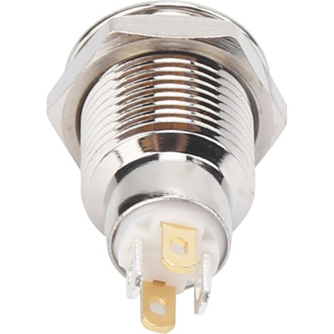 Interrupteur Poussoir Métallique 10mm Étanche Auto-Blocage avec Voyant Lumineux 3V (Blanc) (1/5)