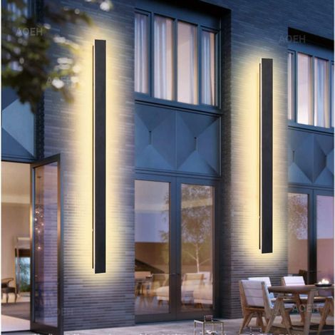 Applique Longue Villa Noire Murale Led D'extérieur En Aluminium Acrylique étanche Ip65 Pour Jardins, Terrasses, Chambres, D'intérieur De Salon, 115cm ,40w, 115cm/40w1 (1/5)