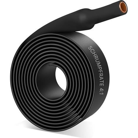 Gaine thermorétractable avec colle étanche et ruban isolant, noir, pour isolation de câbles, regroupement de câbles, réparations (diamètre 20 mm et 1,5 m) (1/5)