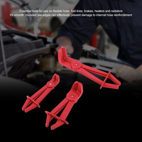 3 Pinces à Flexible Multifonction Rouge Lot de 3 Outils de Serrage pour Durite Frein Carburant Eau Tuyau (1/5)