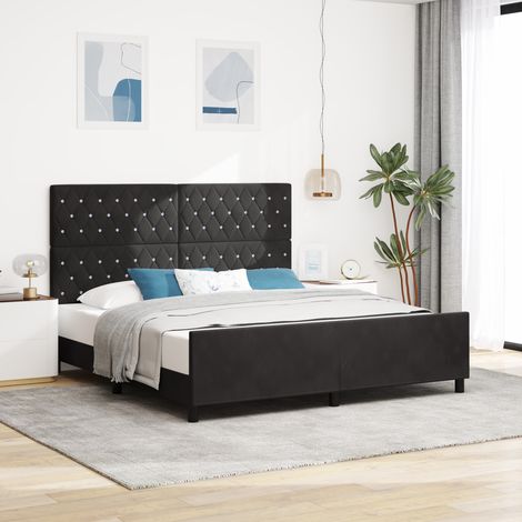 Boxspringbett mit Kopfteil Schwarz 180 x 200 cm Samt vidaXL (1/5)