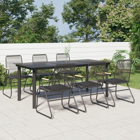 vidaXL Set da Pranzo da Giardino 7 pz Nero in Rattan PVC (1/5)