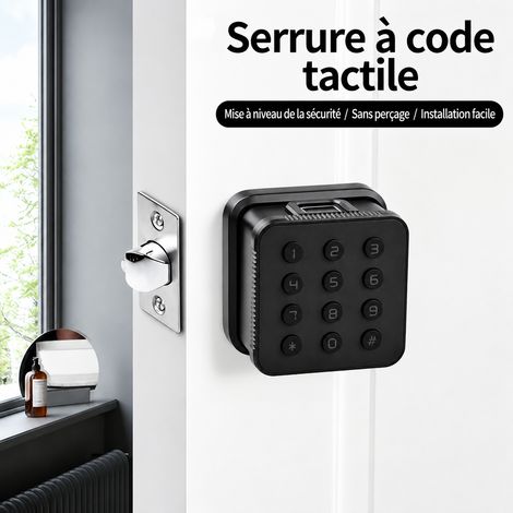 Serrure de porte intelligente à empreinte digitale code et carte pour porte intérieure en bois pêne simple noir 650 g – Livraison gratuite (1/5)