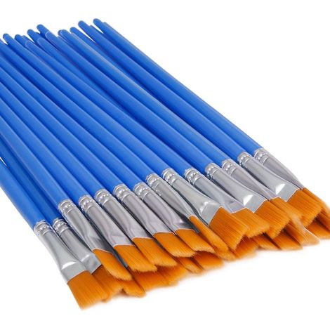 4 set di pennelli piatti, per un totale di 120 pennelli, di piccole dimensioni, confezionati singolarmente, adatti per la pittura di precisione. (1/3)